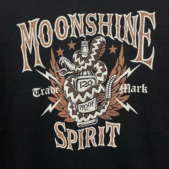 moonshine Spirit snake alcohol front graphic short sleeve crewneck casual shirt - Picture 2 of 4